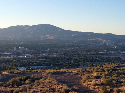 View of Peavine Mountain at sunset