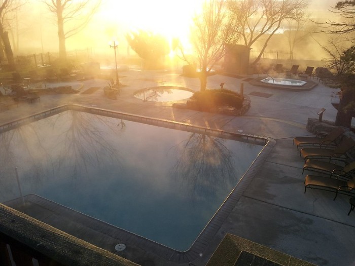 sunlit view of pool at david walley's resort