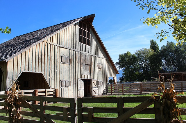 exterior of a barn in fall