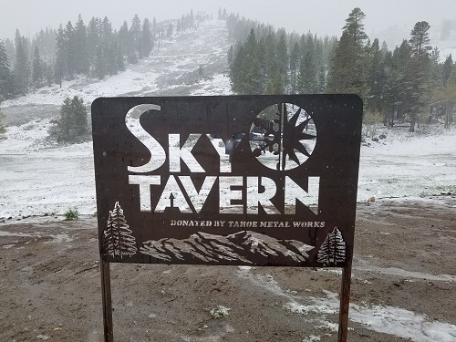 sky tavern sign at ski slope