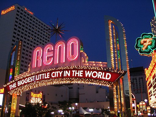 reno arch at night