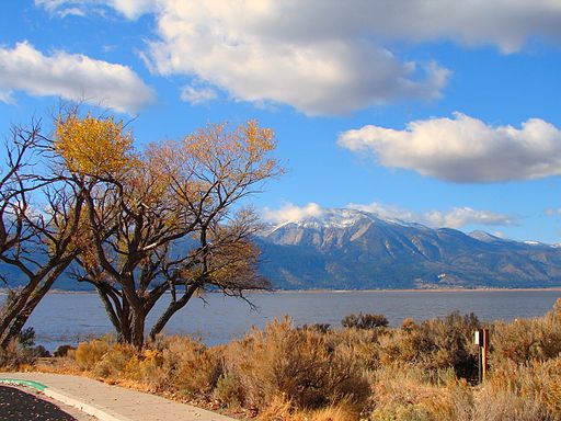 washoe lake with slide mountain in background