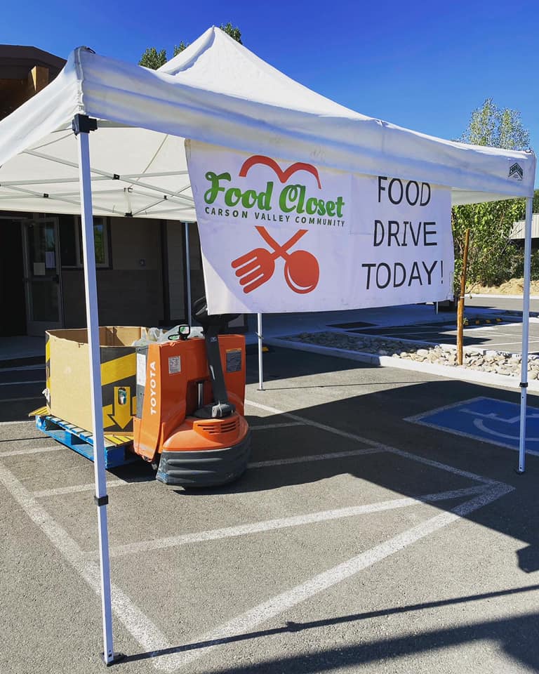 Carson Valley Community Food Closet donation collection tent