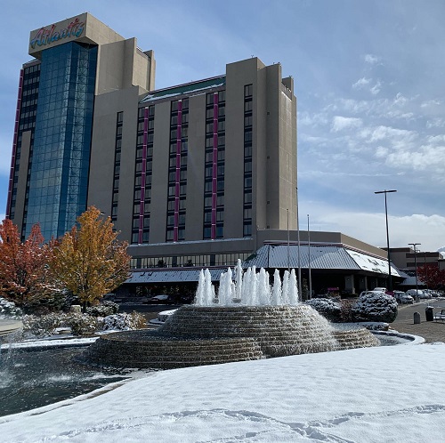 exterior atlantis casino with new snow