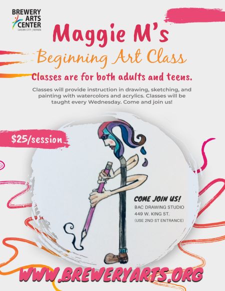 Brewery Arts Center, Maggie M’s Beginning Art Classes for Adults & Teens