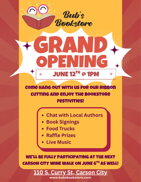 Carson City Chamber of Commerce, Grand Opening & Ribbon Cutting at Bub's Bookstore