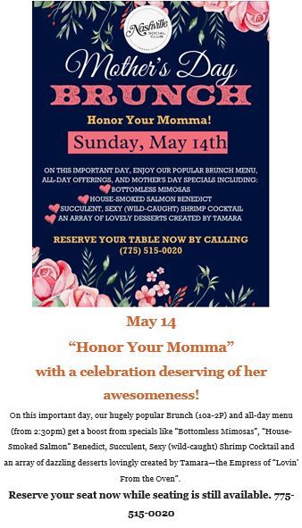 Nashville Social Club, Mother's Day Brunch