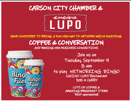Carson City Chamber of Commerce, Coffee & Conversation at Cucina Lupo w/Networking BINGO