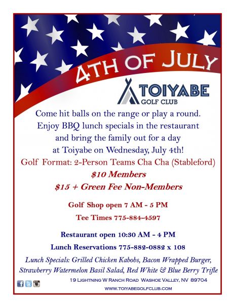 Fourth of July Golf Tournament Toiyabe Golf Club Nevada Events